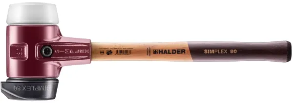 SIMPLEX soft-face hammer med støpt stålhus og treskaft, Ø 80, Gummiblanding med "stand-up"/ Superplast