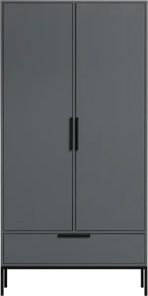 Adam, Highboard, To-dørs, grå, H200x53x100 cm, furu